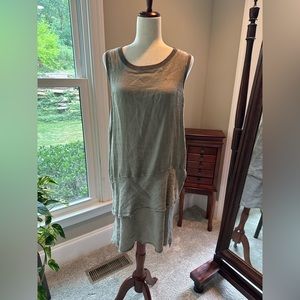 Sleeveless linen mid length dress
